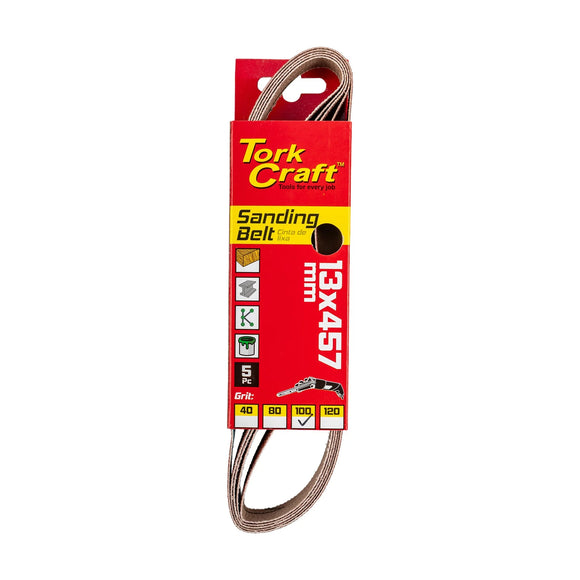 Tork Craft Powerfile Sanding Belt 13 X 457mm 100 Grit 5 Pack - image 01