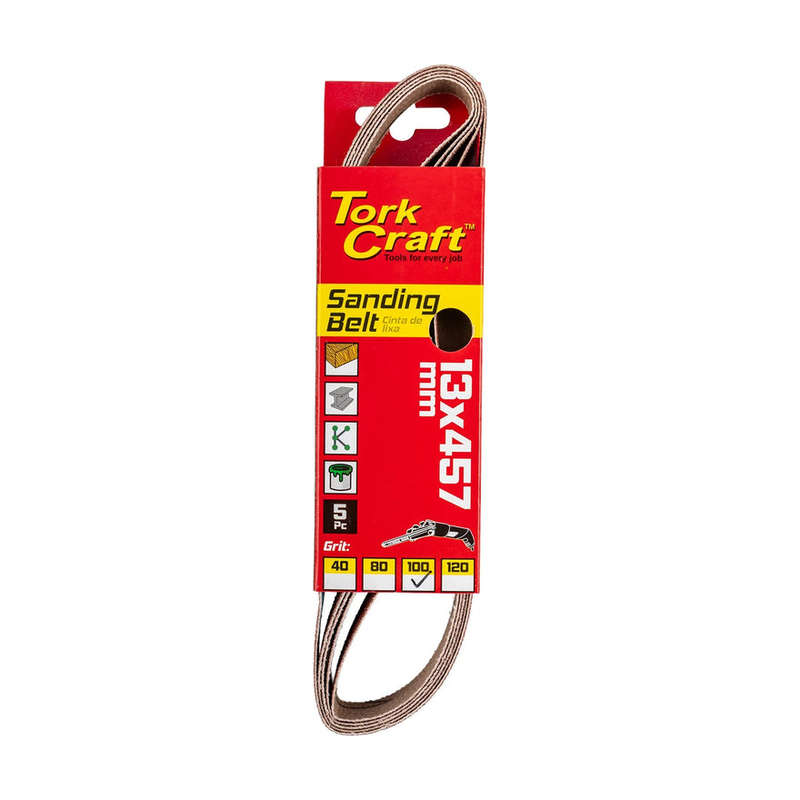Tork Craft Powerfile Sanding Belt 13 X 457mm 100 Grit 5 Pack - image 01