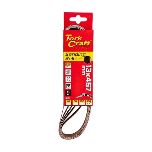 Tork Craft Powerfile Sanding Belt 13 X 457mm 120 Grit 5 Pack - image 01