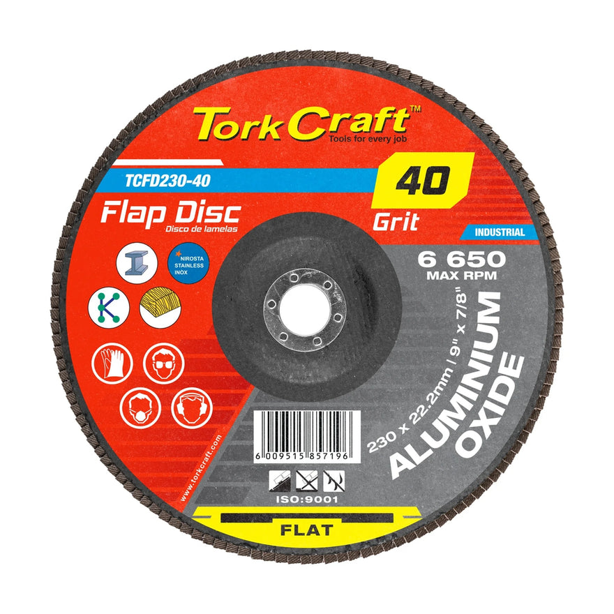 Tork Craft Flap Sanding Disc 230mm 40 Grit A/O - image 01