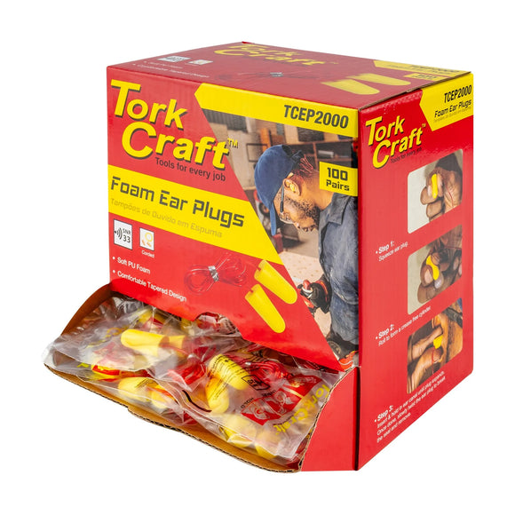 Tork Craft Ear Plug Corded 1pr Poly Bag 100 Pair Per Box Bullet Shape Yellow Snr - image 01