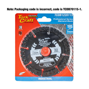 Tork Craft Diamond Blade Segmented 115 X 22.23mm Vacuum Brazed For Metal Cutting - image 01