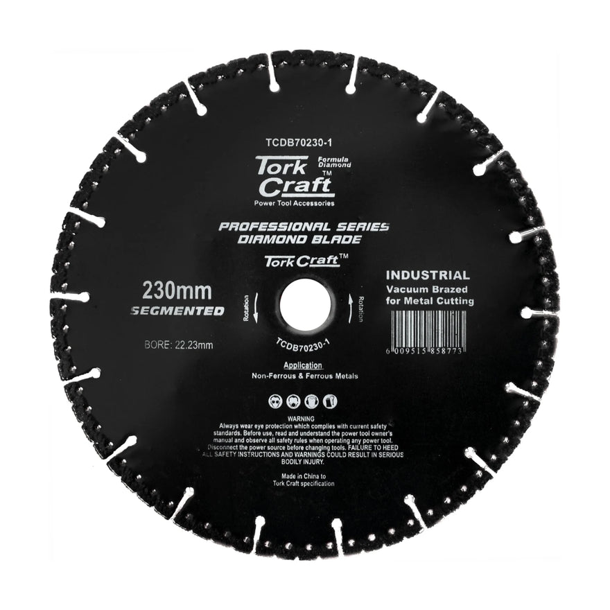 Tork Craft Diamond Blade Segmented 230x22.23mm Vacuum Brazed Metal Cutting - image 01