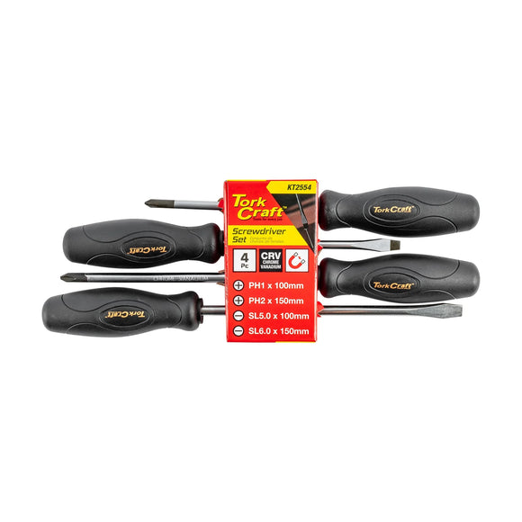 Tork Craft 4pc Screwdriver Set Black Handle - image 01