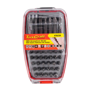Tork Craft Screwdriver Bit Set 39pc 25mm 50mm Bits With Quick Release Bit Holder - image 01