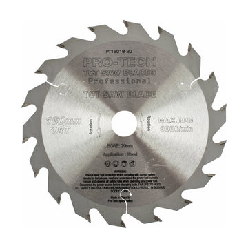 Pro-Tech TCT Circular Saw Blade 160 x 2.2 x 20mm 18T – Wood Cutting – Festool TS55 Compatible - image 01