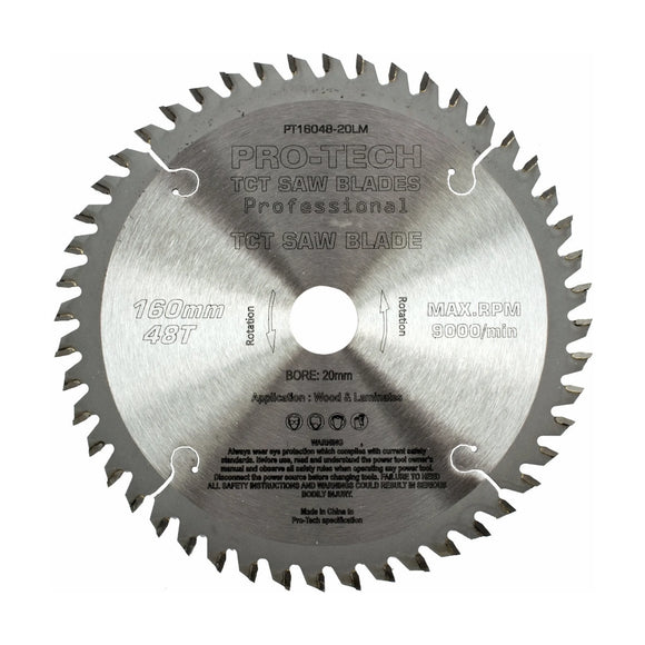 Pro-Tech TCT Circular Saw Blade 160 x 2.2 x 20mm 48T – Wood Cutting – Festool TS55 Compatible - image 01