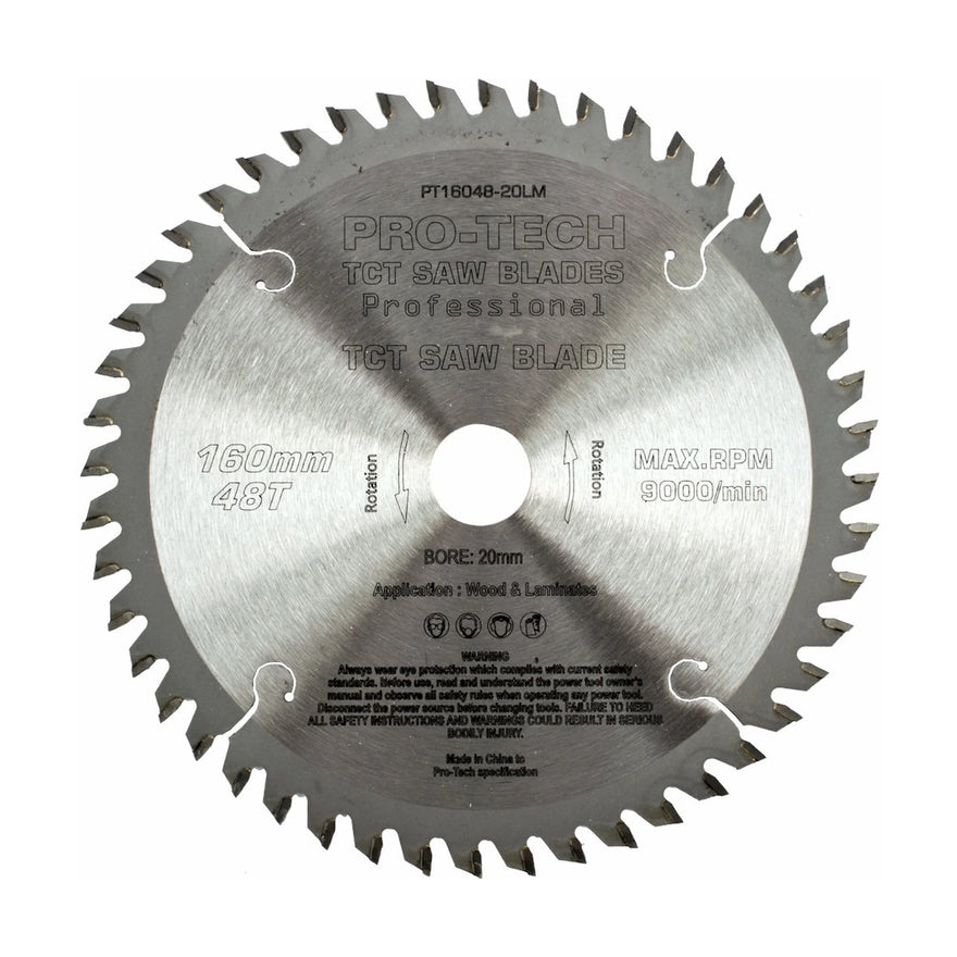 Pro-Tech TCT Circular Saw Blade 160 x 2.2 x 20mm 48T – Wood Cutting – Festool TS55 Compatible - image 01