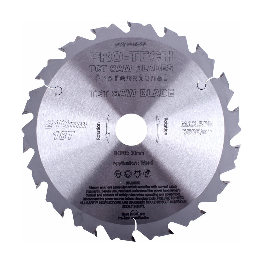 Pro-Tech TCT Circular Saw Blade 210 x 2.4 x 30mm 18T – Wood Cutting – Festool TS75 Compatible - image 01