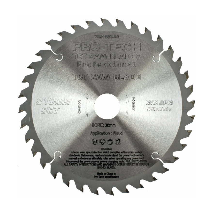 Pro-Tech TCT Circular Saw Blade 210 x 2.4 x 30mm 36T – Wood Cutting – Festool TS75 Compatible - image 01