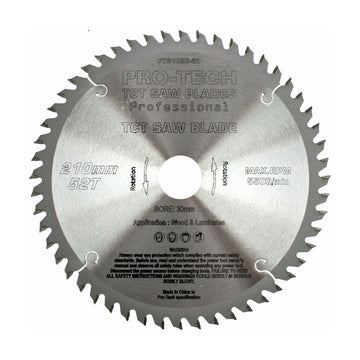 Pro-Tech TCT Circular Saw Blade 210 x 2.4 x 30mm 52T – Wood Cutting – Festool TS75 Compatible - image 01