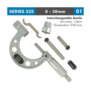 Accud Outside Micrometer 50mm 0.004mm Accuracy 0.01mm Graduation With Interch. Anvils - image 01
