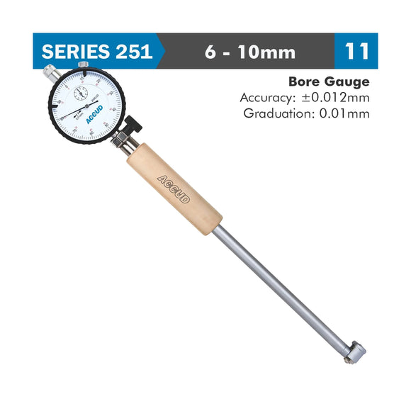 Accud Dial Bore Gauge 6-10mm 0.012mm Accuracy 0.001mm Graduation - image 01