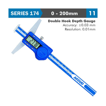 Accud Digital Caliper 200mm 0.03mm Accuracy Double Hook Depth 0.01mm Resolution Stainless Steel - image 01