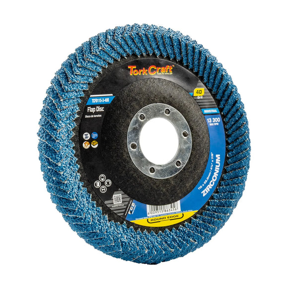 Tork Craft Flap Disc Round Edge Zirconium 115mm 40 Grit Flat - image 01