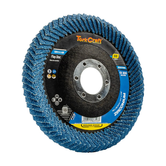 Tork Craft Flap Disc Round Edge Zirconium 115mm 60 Grit Flat - image 01