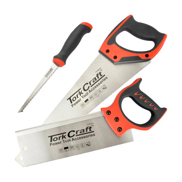 Tork Craft Saw Set 3pc Hand/back/job Saw Blister Pack - image 01