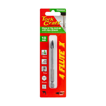 Tork Craft Glass & Tile Drill 10mm 4 Flute With Hex Shank - image 01