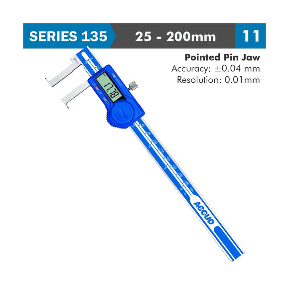 Accud Digital Caliper 25-200mm 0.04mm Accuracy Inside Neck 0.01mm Resolution Stainless Steel - image 01
