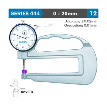 Accud Thickness Gauge 20mm 0.03mm Accuracy Large Depth Steel Anvil 0.01mm Graduation - image 01