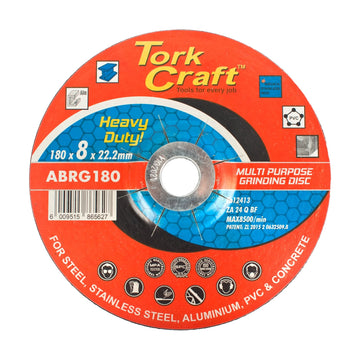 Tork Craft Grinding Disc For Steel 180 X 8.0 X 22.2mm Steel Stainless Steel Concrete Multi - image 01