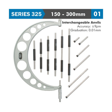 Accud Outside Micrometer 150-300mm 0.004mm Accuracy 0.01mm Graduation With Interch. A - image 01
