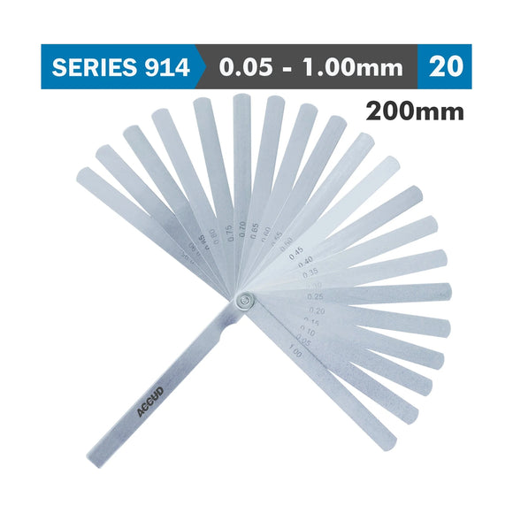 Accud Long Feeler Gauge 200mm 0.05-1.00 20 Leaves DIN 2275 - image 01