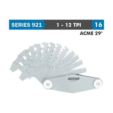 Accud Pitch Gauge 1-12Tpi 2Acme29° Thread 16 Leaves 0.07mm Accuracy - image 01