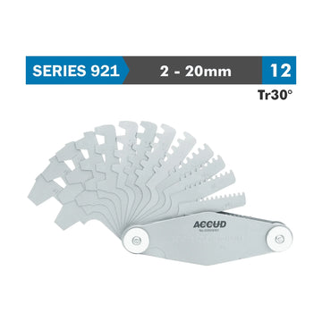 Accud Pitch Gauge 2-20mm Tr30° Thread 12 Leaves 0.07mm Accuracy - image 01