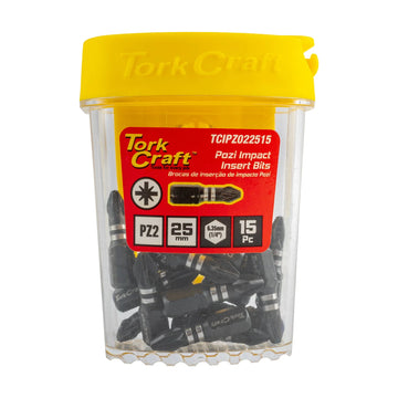 Tork Craft Bit Impact Pozi.2 X 25mm Insert 15pc Tic Tac Case Pz2 - image 01