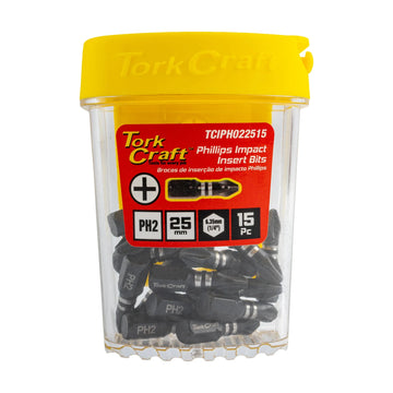 Tork Craft Bit Impact Philips 2 X 25mm Insert 15pc Tic Tac Case PH2 - image 01