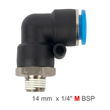 AirCraft Elbow 14mm-1/4 M PU Hose Fitting - image 01