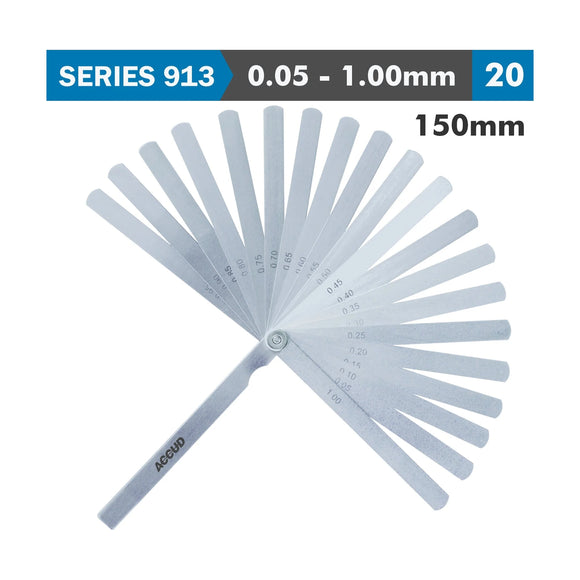Accud Long Feeler Gauge 150mm 0.05-1.00 20 Leaves DIN 2275 - image 01