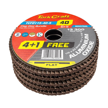 Tork Craft Flap Sanding Disc 115mm 40 Grit 4+1 Free - image 01