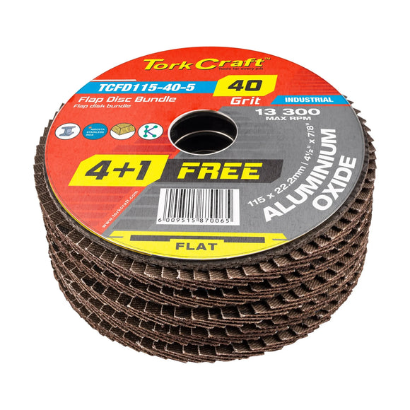 Tork Craft Flap Sanding Disc 115mm 40 Grit 4+1 Free - image 01