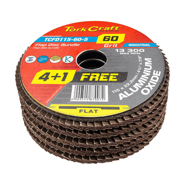 Tork Craft Flap Sanding Disc 115mm 60 Grit 4+1 Free - image 01