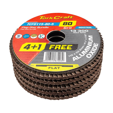 Tork Craft Flap Sanding Disc 115mm 80 Grit 4+1 Free - image 01