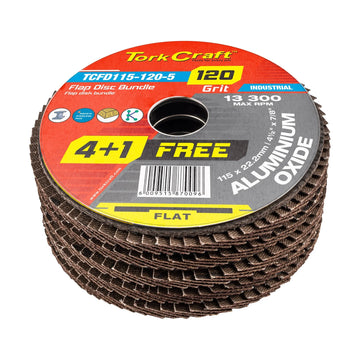 Tork Craft Flap Sanding Disc 115mm 120 Grit 4+1 Free - image 01