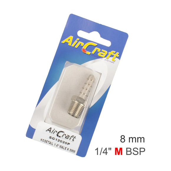 AirCraft Hosetail 1/4' Male X 8mm1Pc Carded - image 01