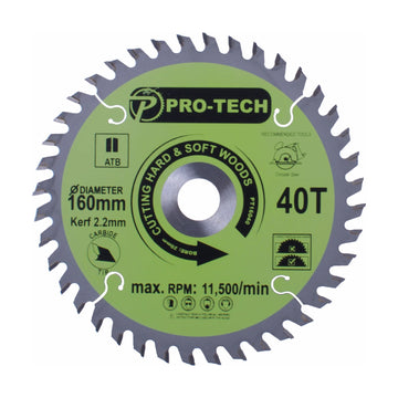 Pro-Tech TCT Circular Saw Blade 160 x 2.2 x 20mm 40T – Wood Cutting - image 01