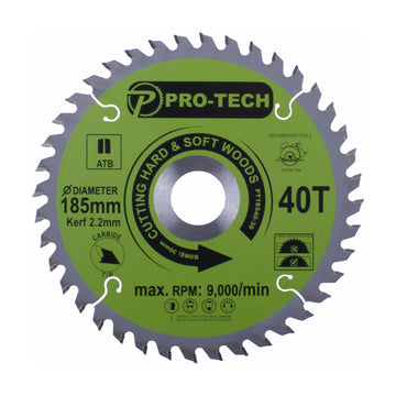 Pro-Tech TCT Circular Saw Blade 185 x 2.2 x 30mm 40T – Wood Cutting - image 01