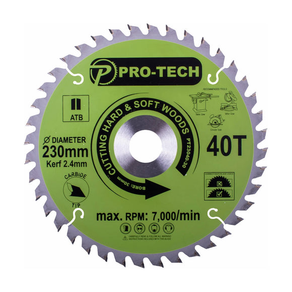 Pro-Tech TCT Circular Saw Blade 230 x 2.4 x 30mm 40T – Wood Cutting - image 01