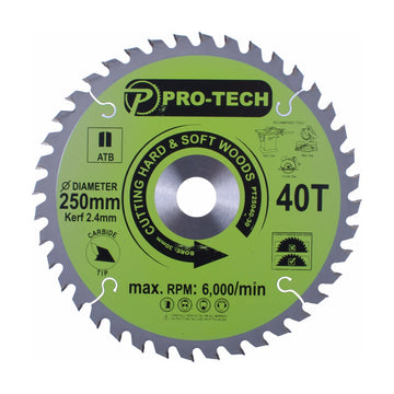 Pro-Tech TCT Circular Saw Blade 250 x 2.4 x 30mm 40T – Wood Cutting - image 01