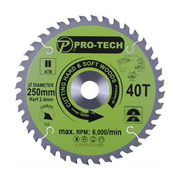 Pro-Tech TCT Circular Saw Blade 250 x 2.4 x 30mm 40T – Wood Cutting - image 01