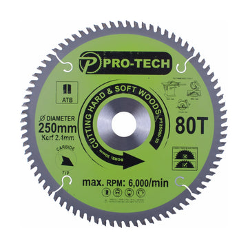 Pro-Tech TCT Circular Saw Blade 250 x 2.4 x 30mm 80T – Wood Cutting - image 01