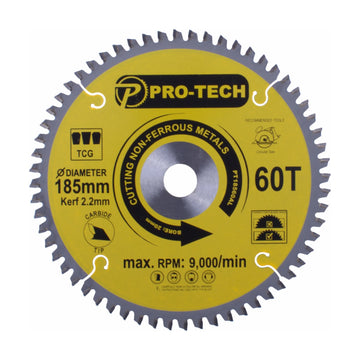 Pro-Tech TCT Circular Saw Blade 185 x 2.2 x 20mm 60T – Aluminium Cutting - image 01
