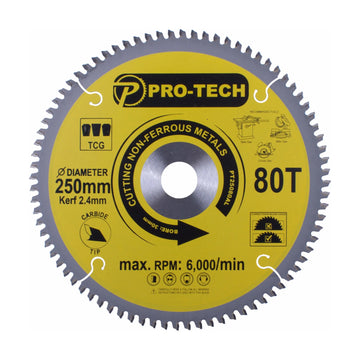 Pro-Tech TCT Circular Saw Blade 250 x 2.4 x 30mm 80T – Aluminium Cutting - image 01