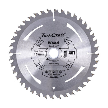 Tork Craft TCT Saw Blade 165mm X 1.6mm X 20mm X 40t Wood Thin Kerf - image 01