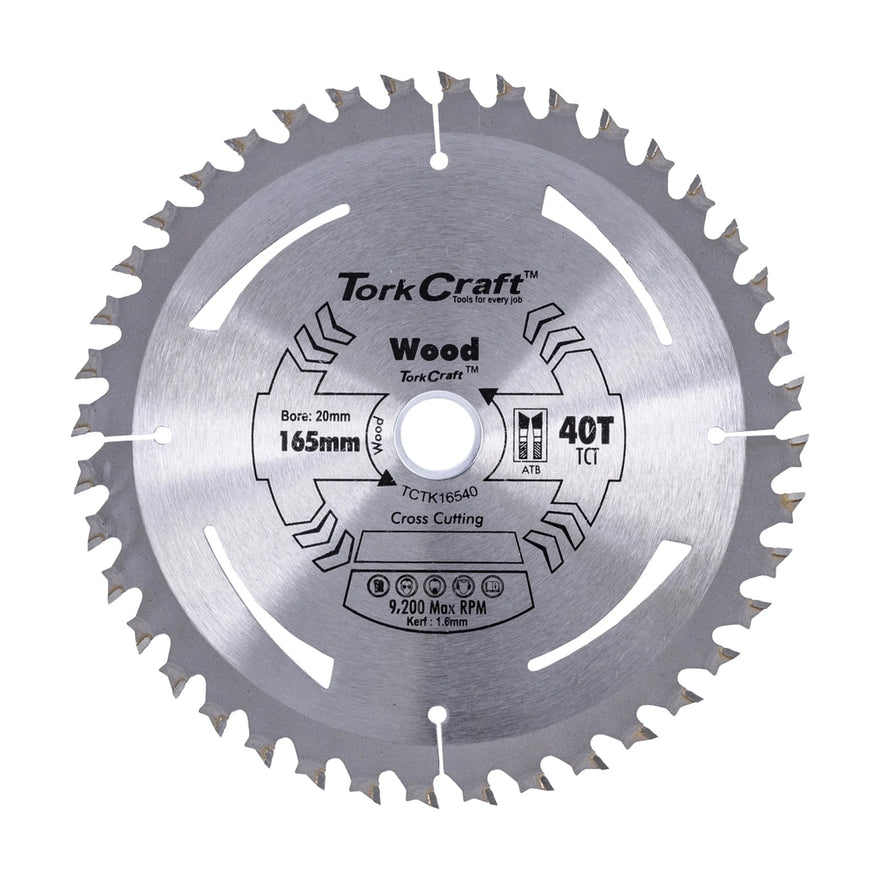 Tork Craft TCT Saw Blade 165mm X 1.6mm X 20mm X 40t Wood Thin Kerf - image 01