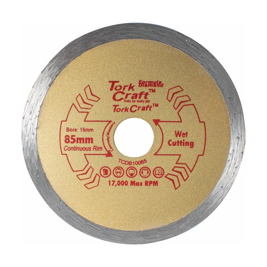 Tork Craft Diamond Blade 85mm X 15mm Continuous Rim Profesional - image 01